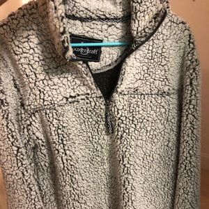 plush black and white quarter zip pullover